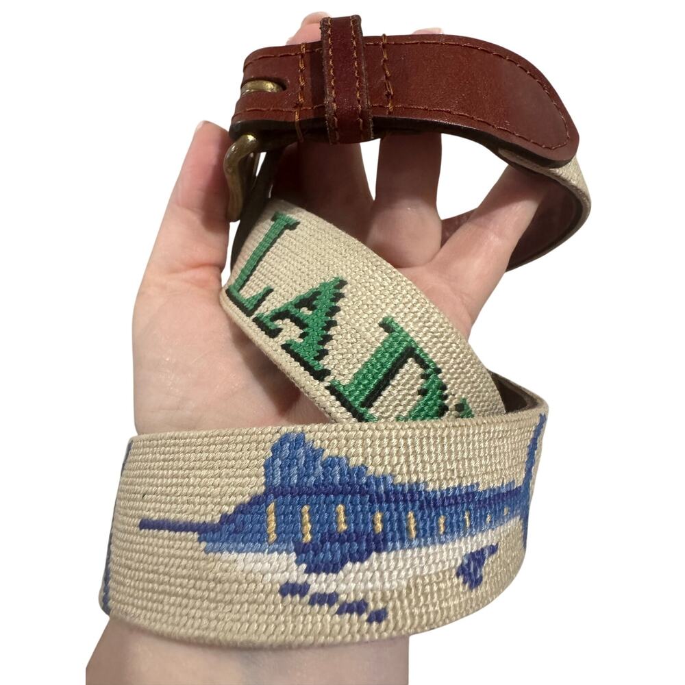 Smathers & Branson Needlepoint LADY LAB Marlin Belt 32